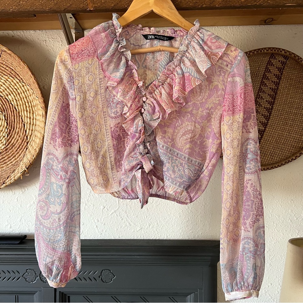 ☀️ Whimsical Paisley Patchwork print blouse